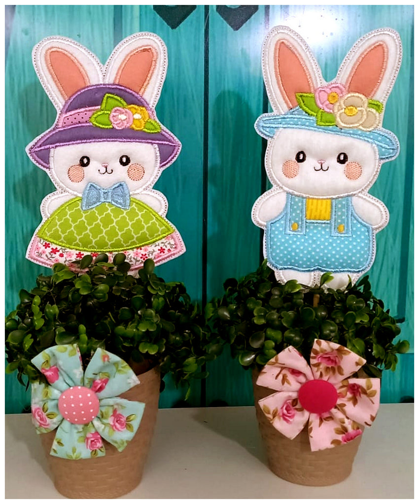 Fashion Bunnies Set of 2 designs - ITH Project - Machine Embroidery Design