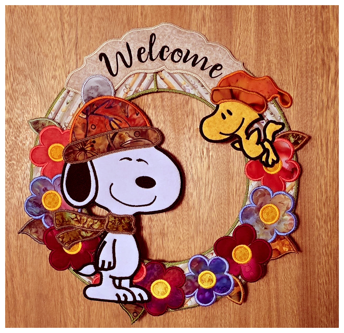 Snoopy Fall Wreath - ITH Project - Machine Embroidery Design
