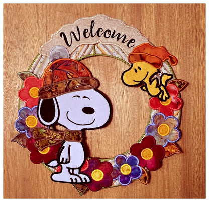 Snoopy Fall Wreath - ITH Project - Machine Embroidery Design