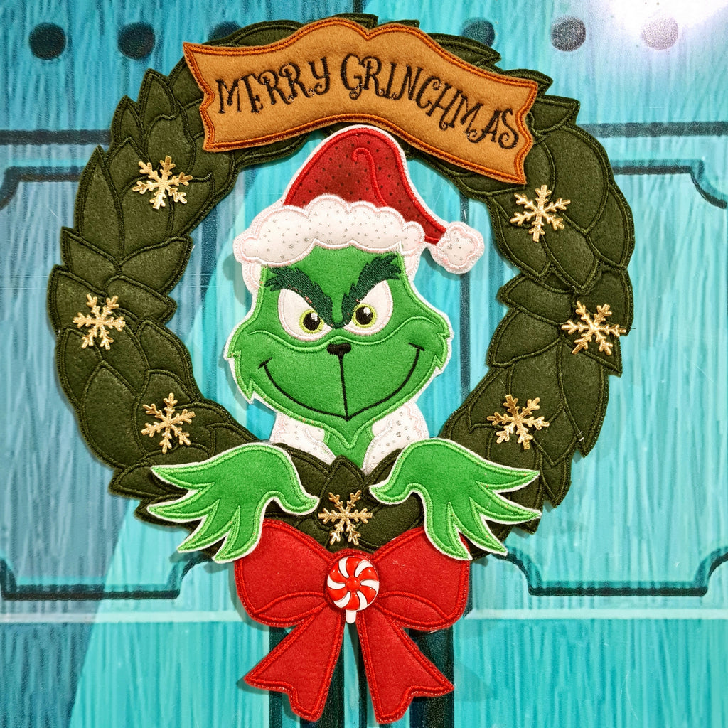 Merry Grinchmas Wreath - ITH Project - Machine Embroidery Design