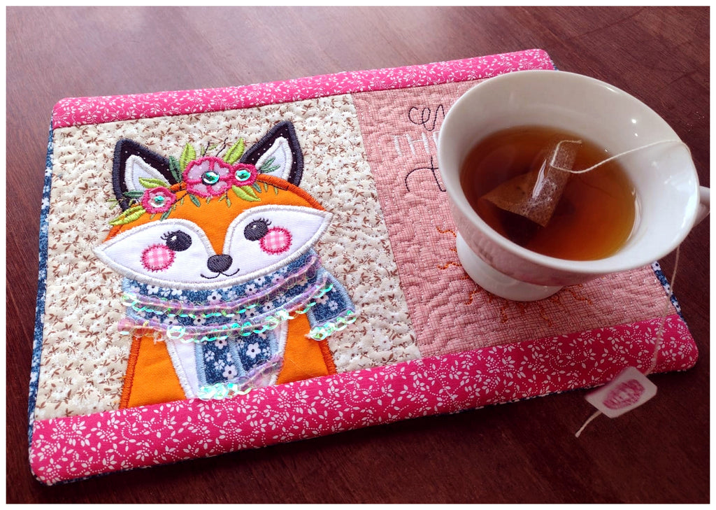 Boho Fox Mug Rug - ITH Project - Machine Embroidery Design