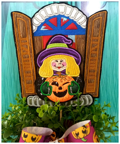 Witch in the Window Ornament - ITH Project - Machine Embroidery Design