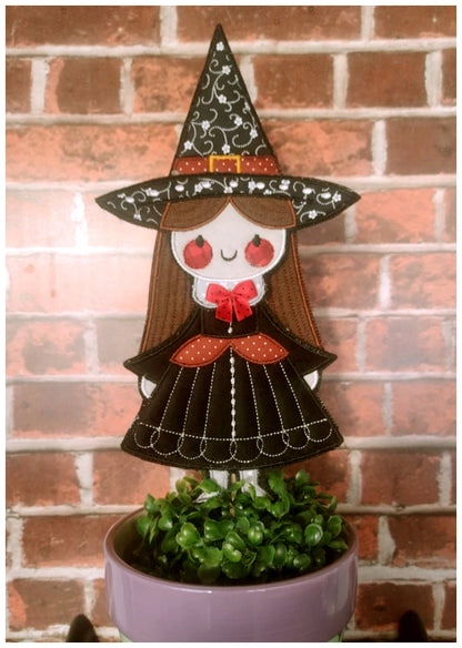Cute Witch Ornament - ITH Project - Machine Embroidery Design