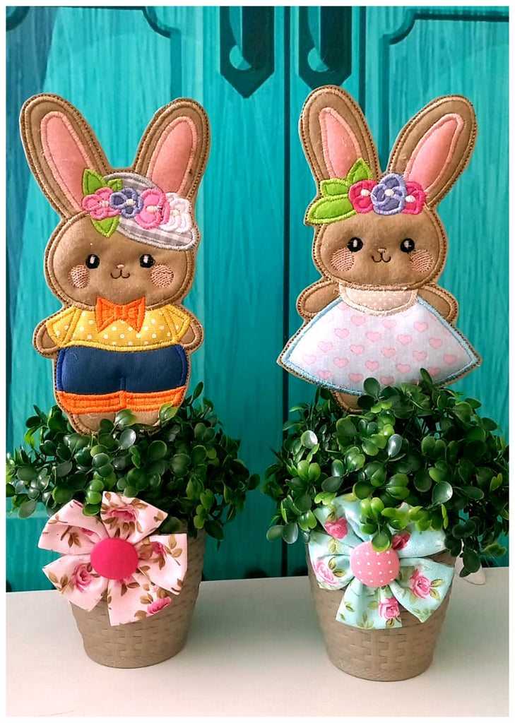 Country Bunnies Set of 2 designs - ITH Project - Machine Embroidery Design