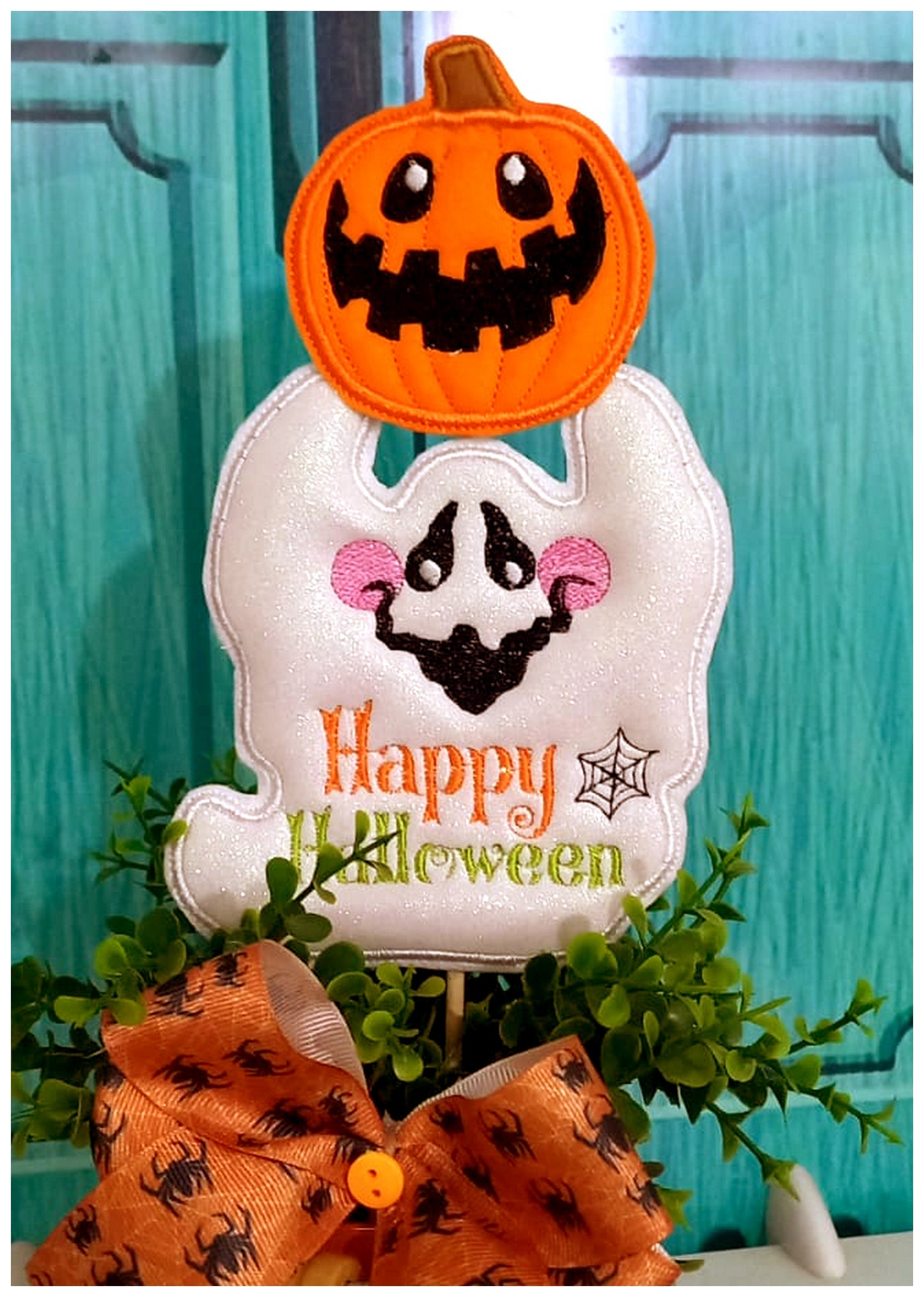 Happy Halloween Ghost Ornament - ITH Project - Machine Embroidery Design