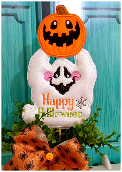 Happy Halloween Ghost Ornament - ITH Project - Machine Embroidery Design