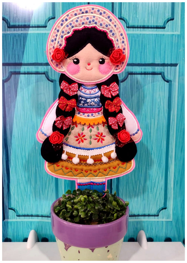 Folk Spring Doll - ITH Project - Machine Embroidery Design