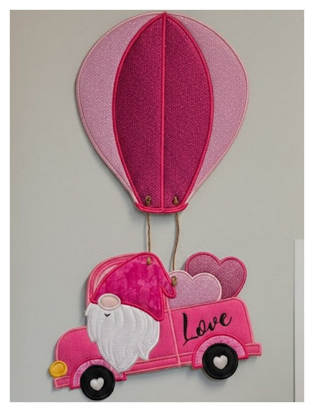 Love Truck Gnome Ornament - ITH Project - Machine Embroidery Design