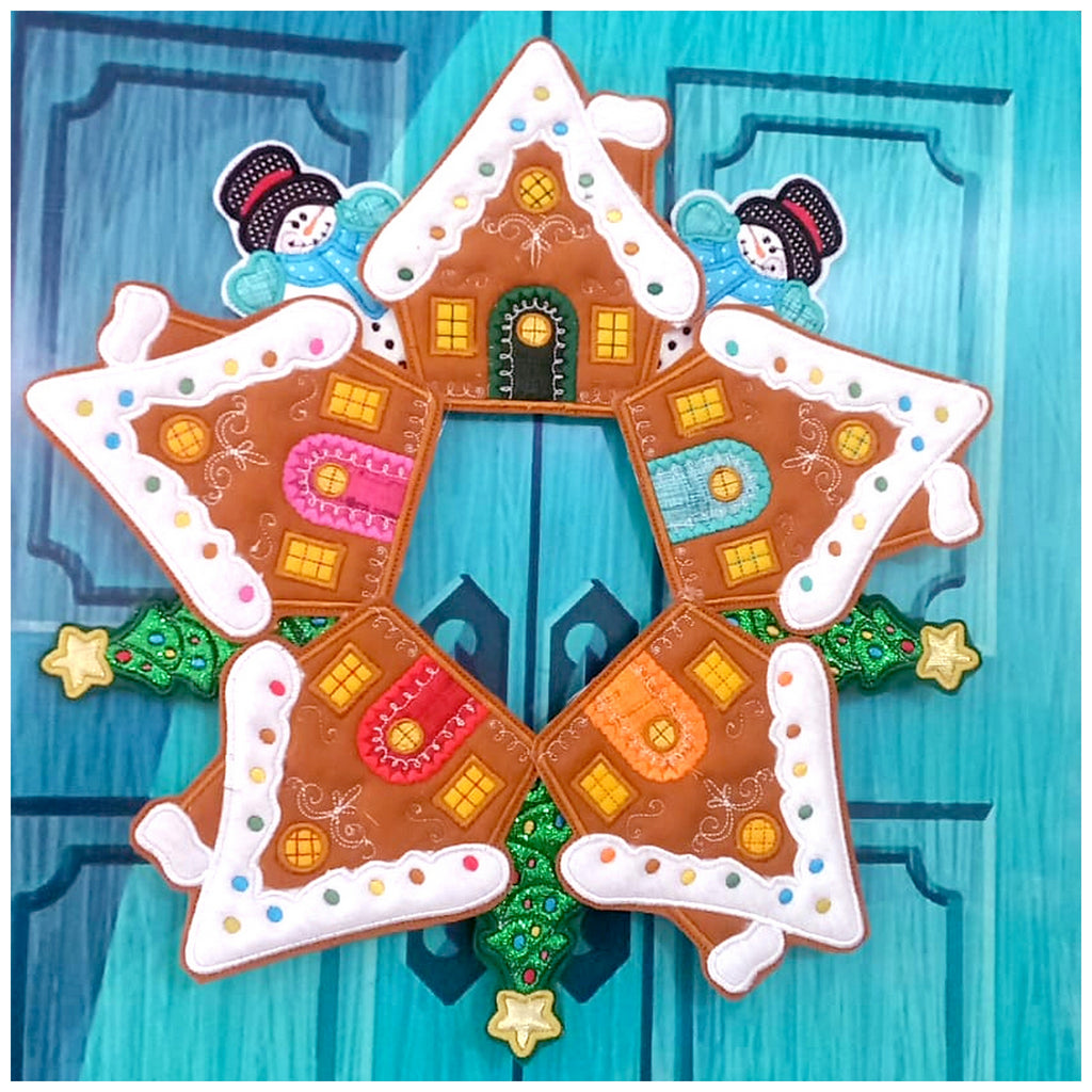Christmas Candy House Wreath - ITH Project - Machine Embroidery Design