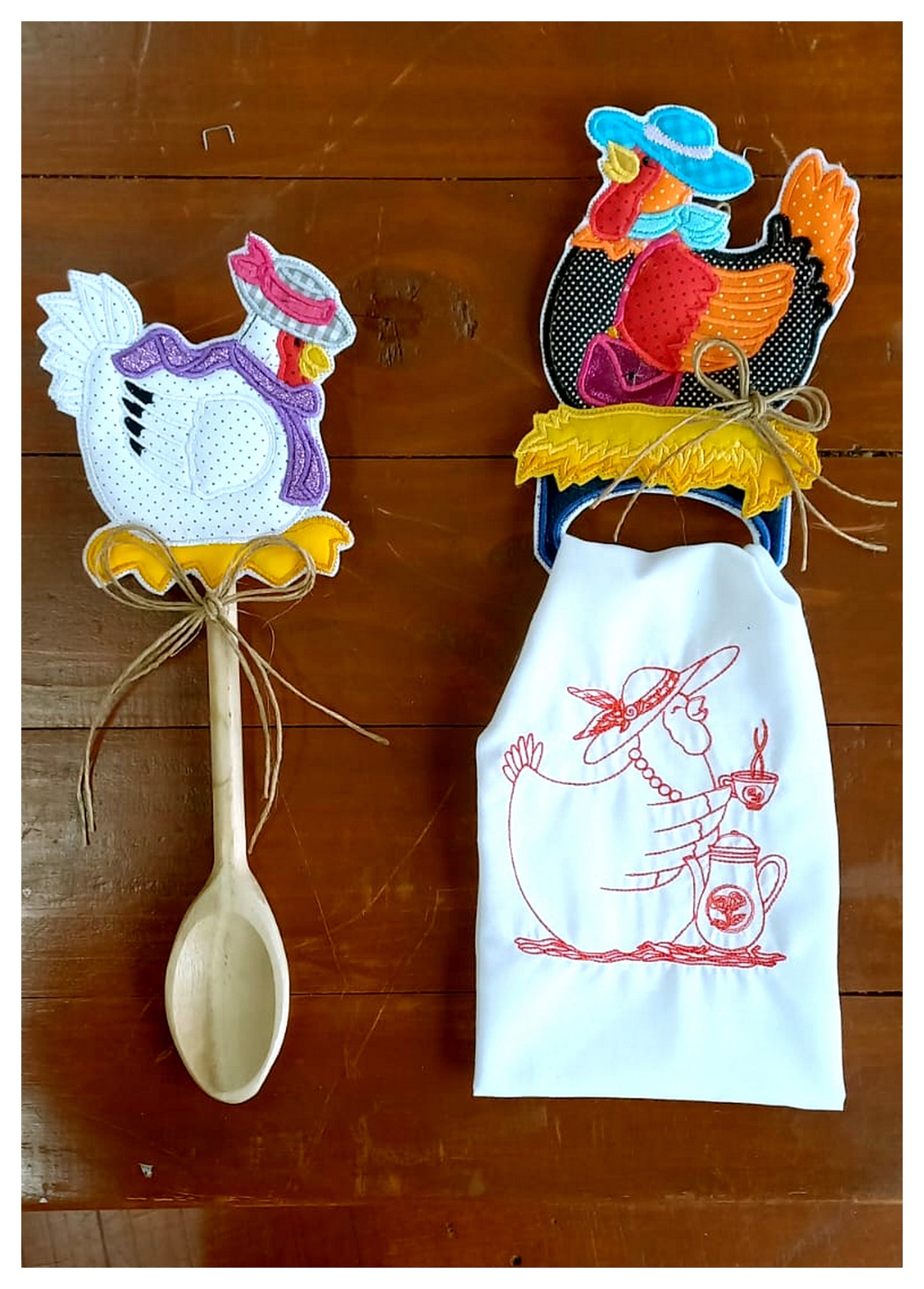 Lady Chicken Kitchen Ornaments Set - ITH Project - Machine Embroidery Design