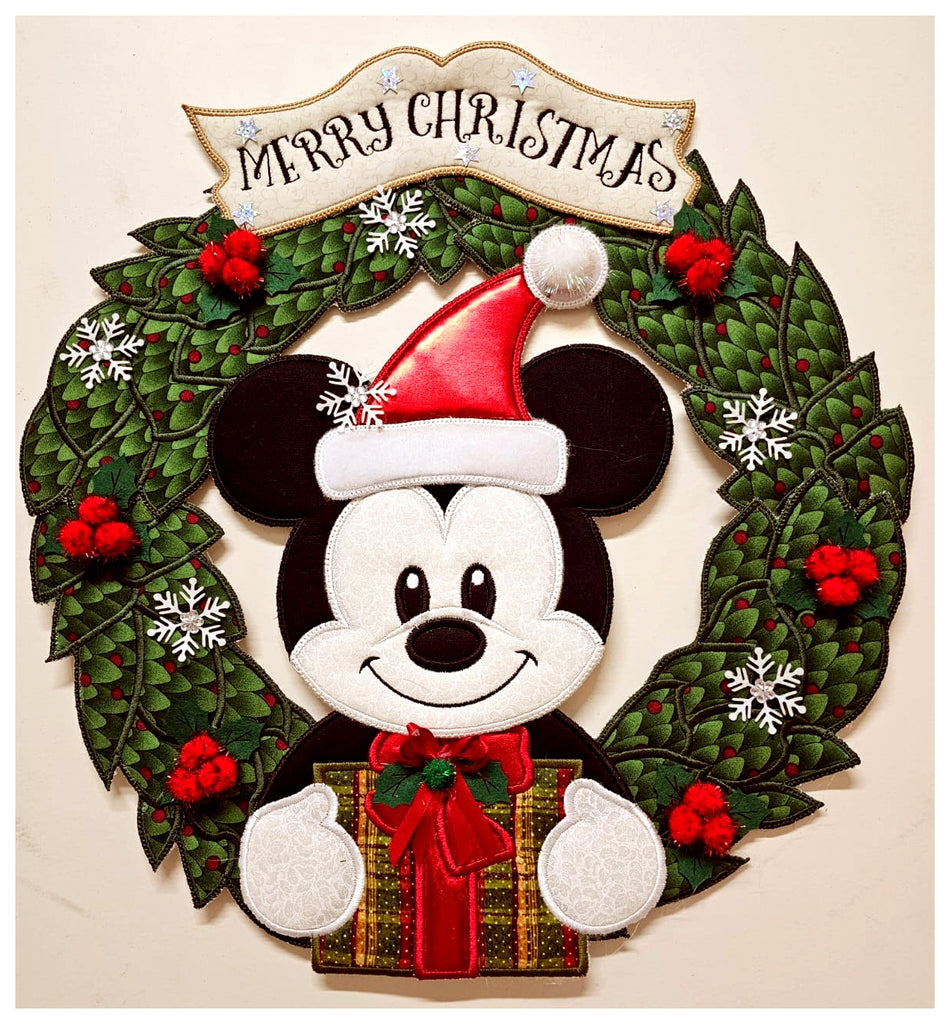 Mickey Christmas Wreath - ITH Project - Machine Embroidery Design