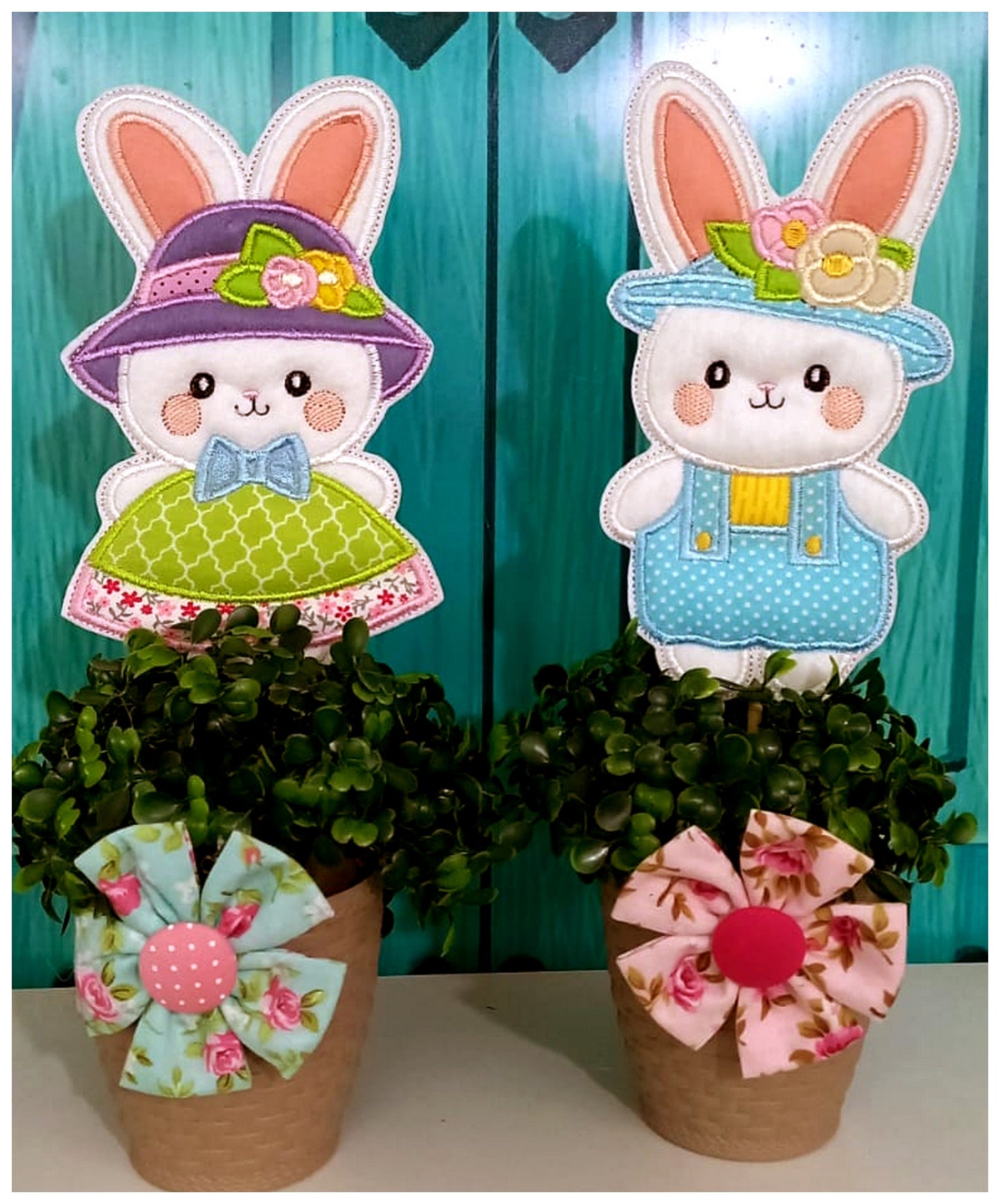 Farm Bunnies Set of 6 designs - ITH Project - Machine Embroidery Design