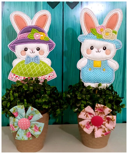 Farm Bunnies Set of 6 designs - ITH Project - Machine Embroidery Design