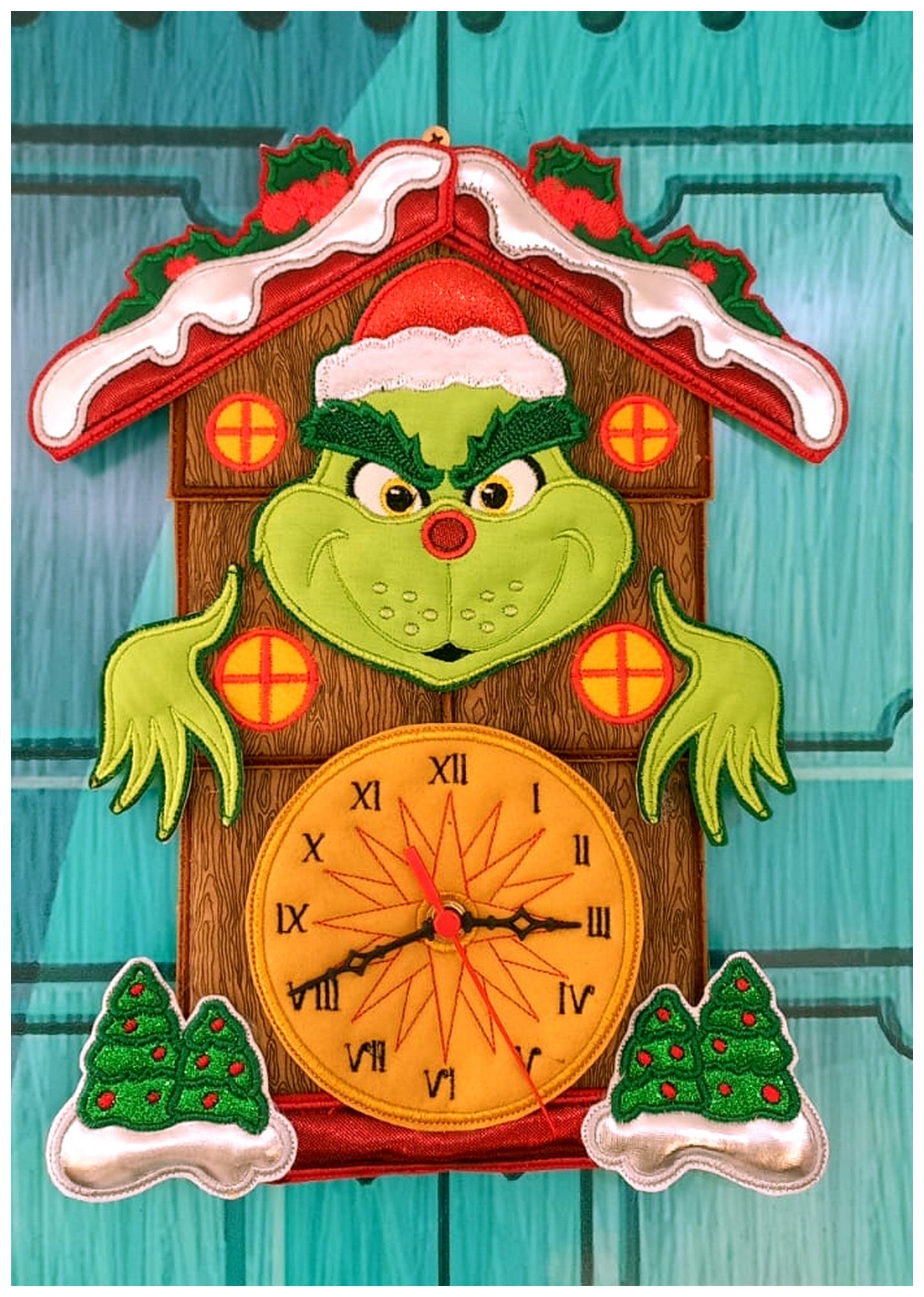 The Grinch Clock Ornament - ITH Project - Machine Embroidery Design