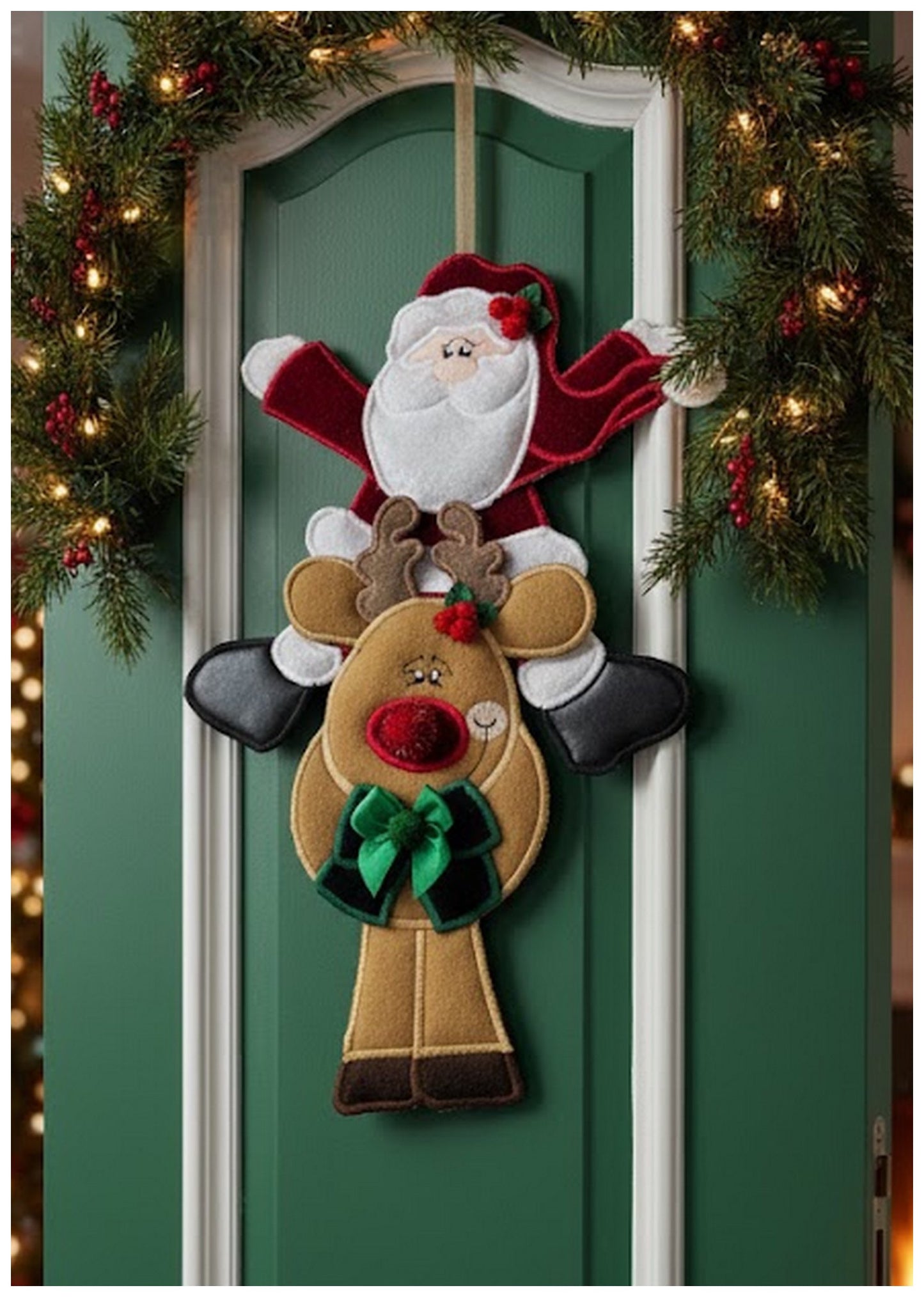 Santa and Reindeer Ornament - ITH Project - Machine Embroidery Design