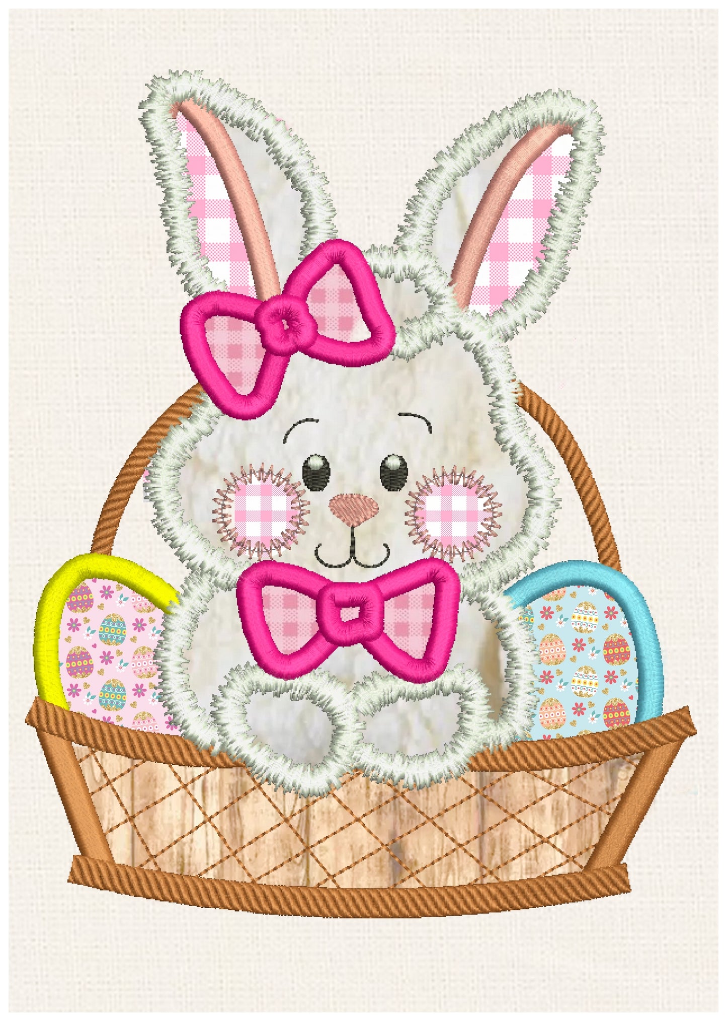 Cute Bunny inside the basket - Applique
