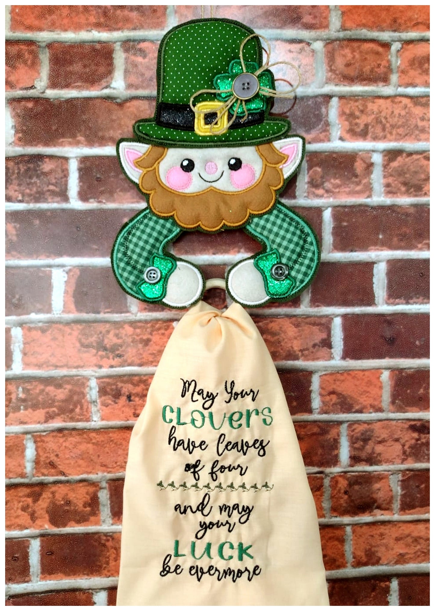 Leprechaun Dish Cloth Hanger - ITH Project - Machine Embroidery Design