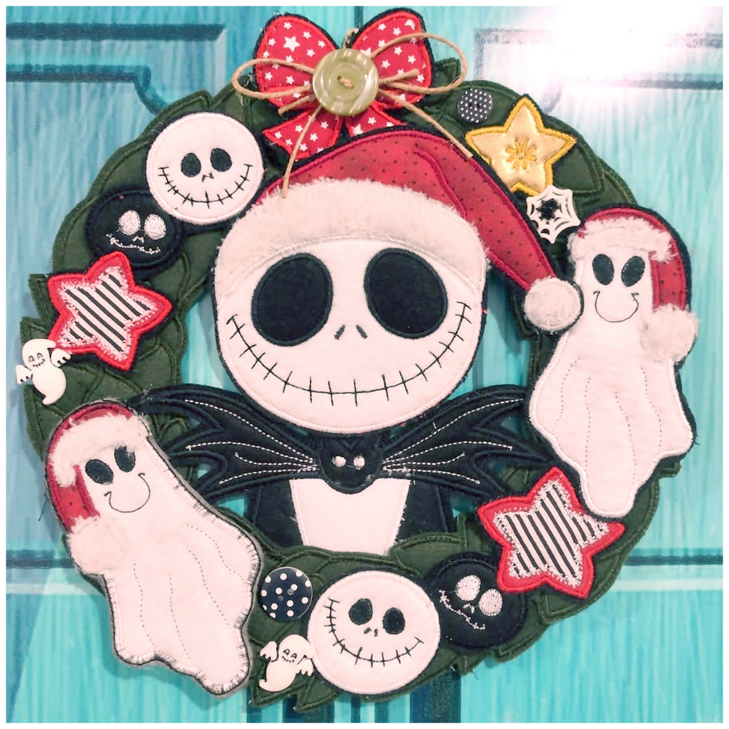 Jack Skellington Christmas Wreath - ITH Project - Machine Embroidery Design