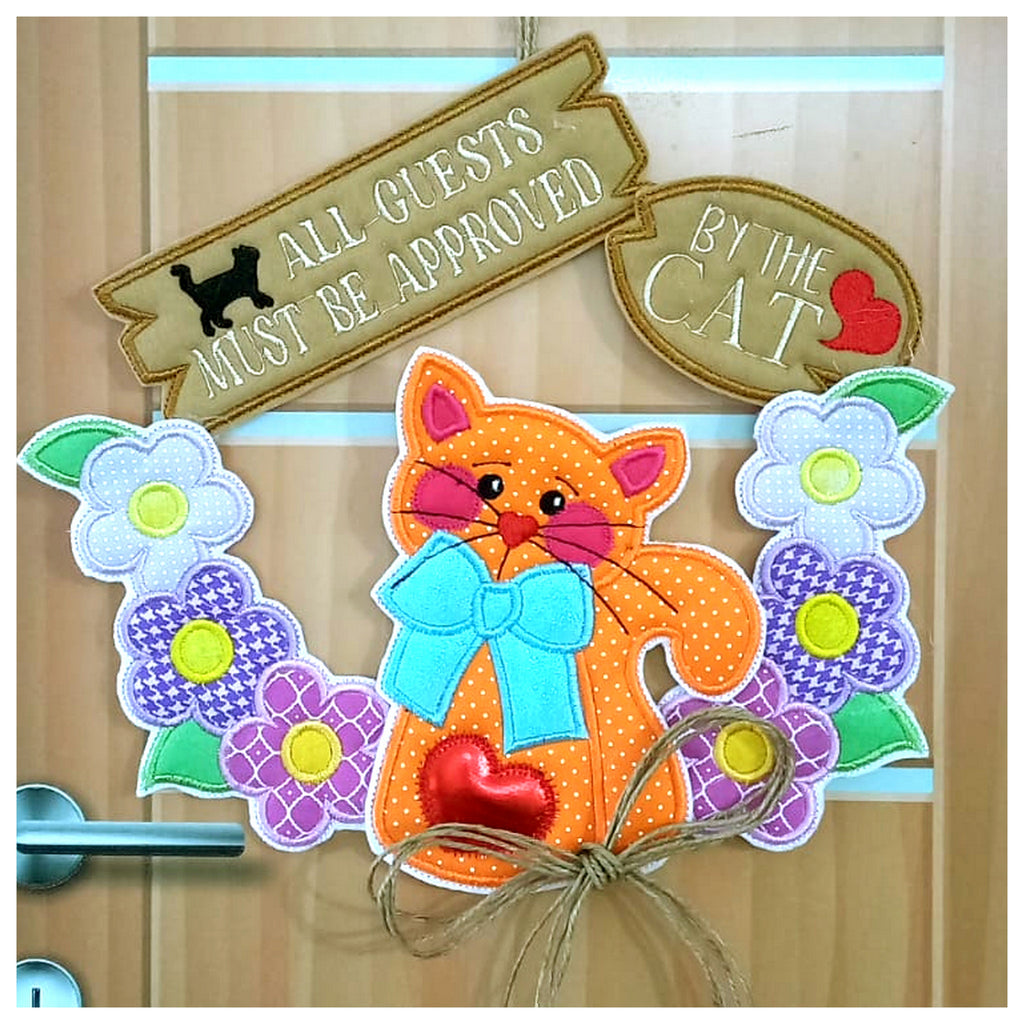 All Guests Must be Approved by the Cat Wreath - ITH Project - Machine Embroidery Design