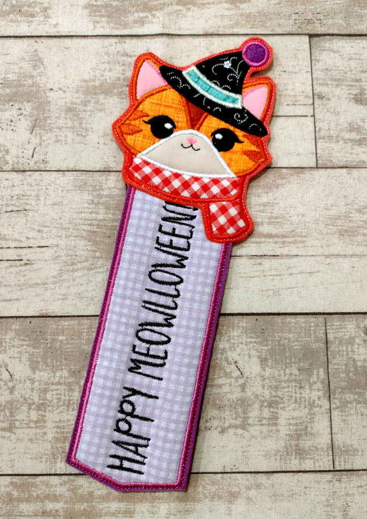 Happy Meowlloween Bookmarker - ITH Project - Machine Embroidery Design (cópia)