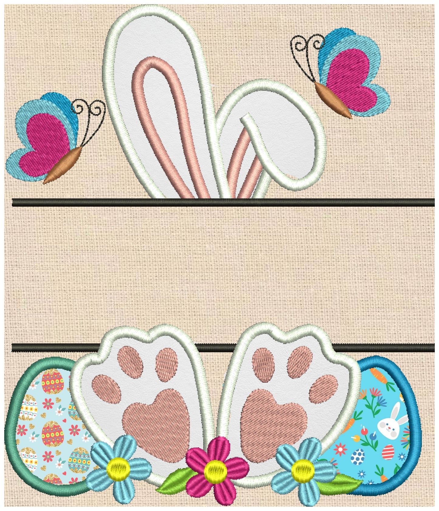 Split Bunny - Applique - Machine Embroidery Design
