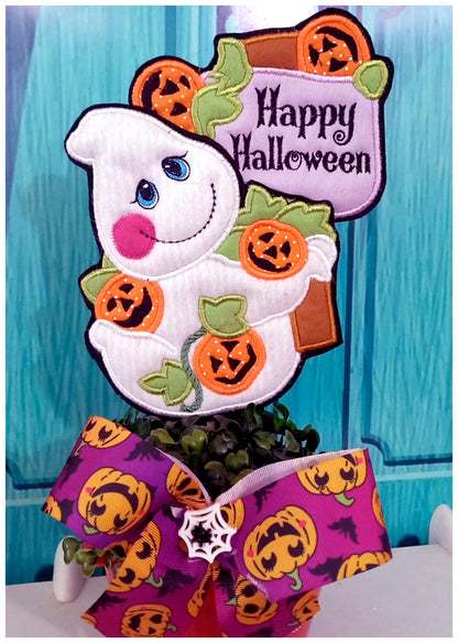 Happy Halloween Ghost Ornament - ITH Project - Machine Embroidery Design