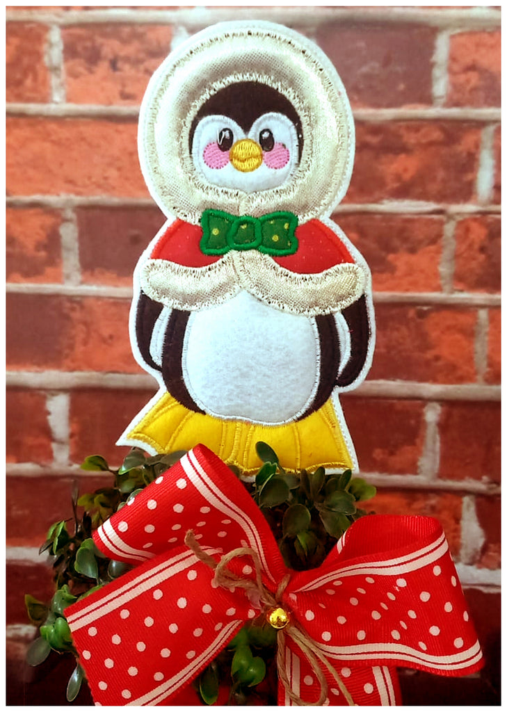 Christmas Penguins Vase Ornament Set - ITH Project - Machine Embroidery Design
