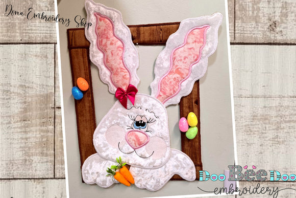 Bunny in the window Door Ornament - ITH Project - Machine Embroidery Design