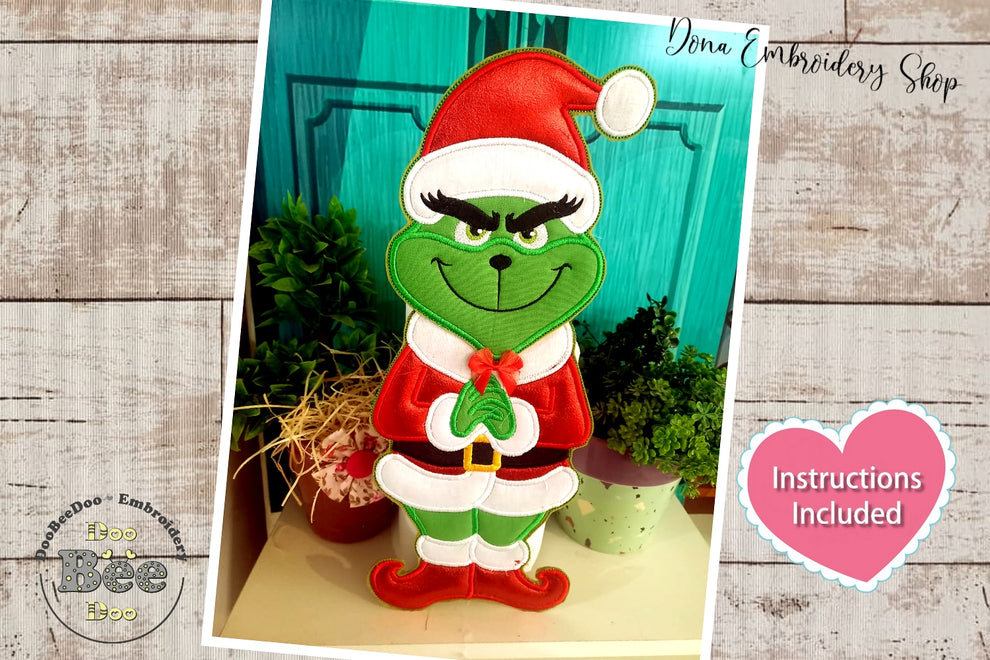 Grinch Ornament - ITH Project - Machine Embroidery Design – DooBeeDoo ...