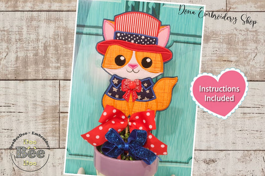 Cat 4th of July - ITH Project - Machine Embroidery Design
