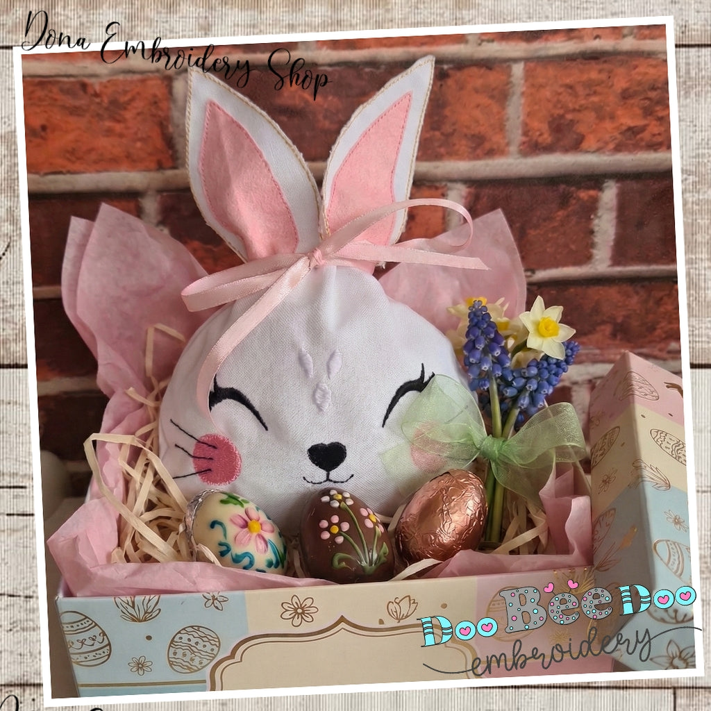Cute Pink Bunny Candy Bag   - ITH Project - Machine Embroidery Design