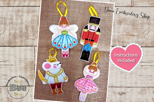 The Nutcracker Ornaments - Set of 4 Designs - ITH Project - Machine Embroidery Design
