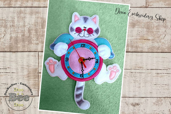 Angel Cat Clock - ITH Project - Machine Embroidery Design