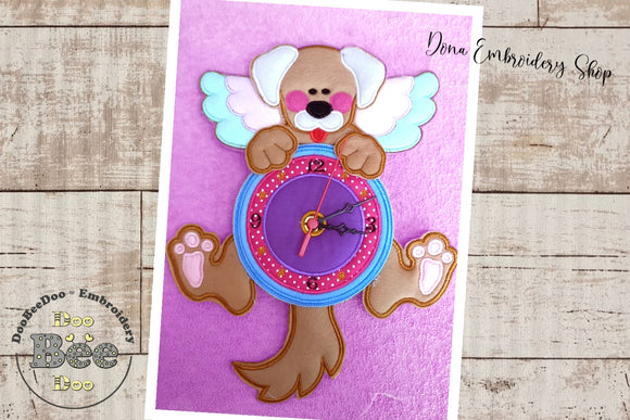 Angel Dog Clock - ITH Project - Machine Embroidery Design
