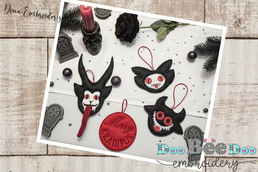 Krampus Tree Ornaments Set - ITH Project - Machine Embroidery Design