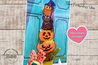 Halloween Tower Vase Ornament - ITH Project - Machine Embroidery Design