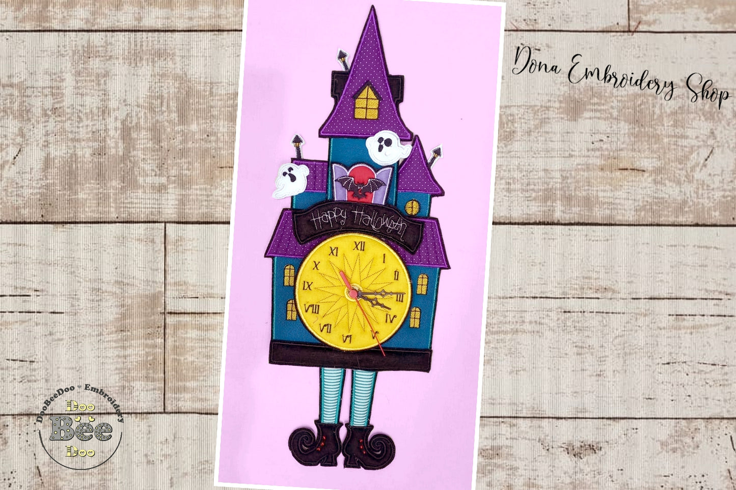 Happy Halloween Clock Ornament - ITH Project - Machine Embroidery Design