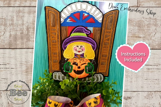 Witch in the Window Ornament - ITH Project - Machine Embroidery Design