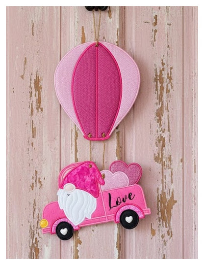 Love Truck Gnome Ornament - ITH Project - Machine Embroidery Design
