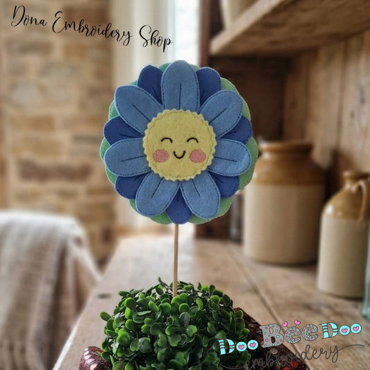 Spring Blue Flower - ITH Project - Machine Embroidery Design