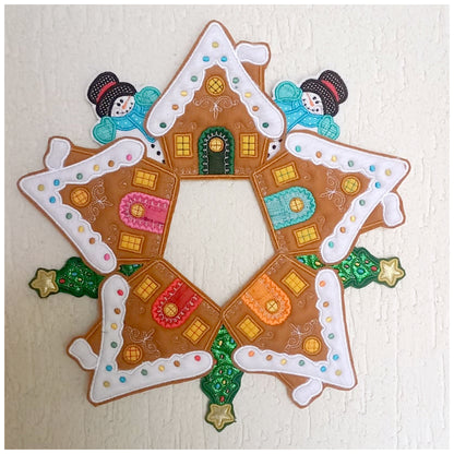 Christmas Candy House Wreath - ITH Project - Machine Embroidery Design