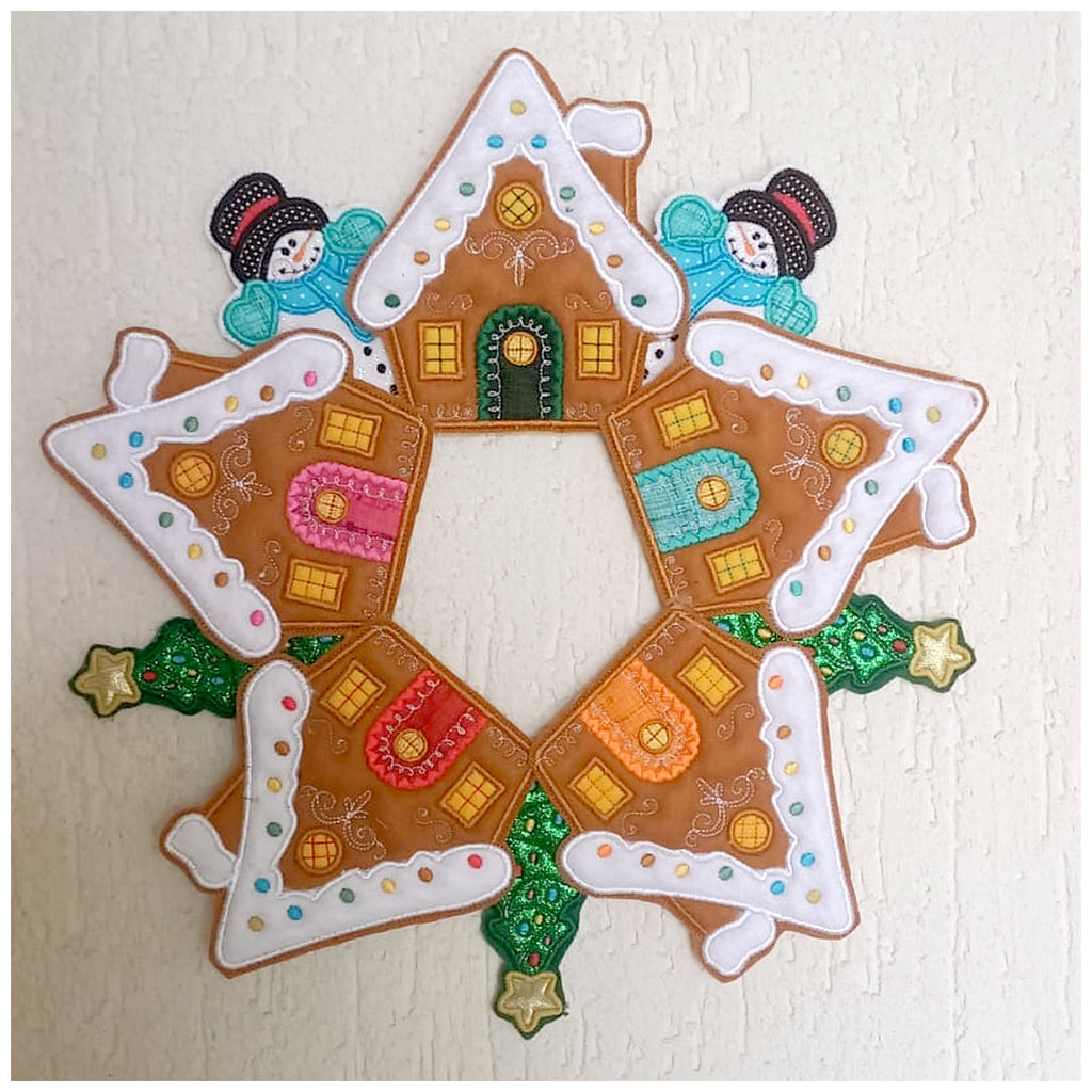 Christmas Candy House Wreath - ITH Project - Machine Embroidery Design