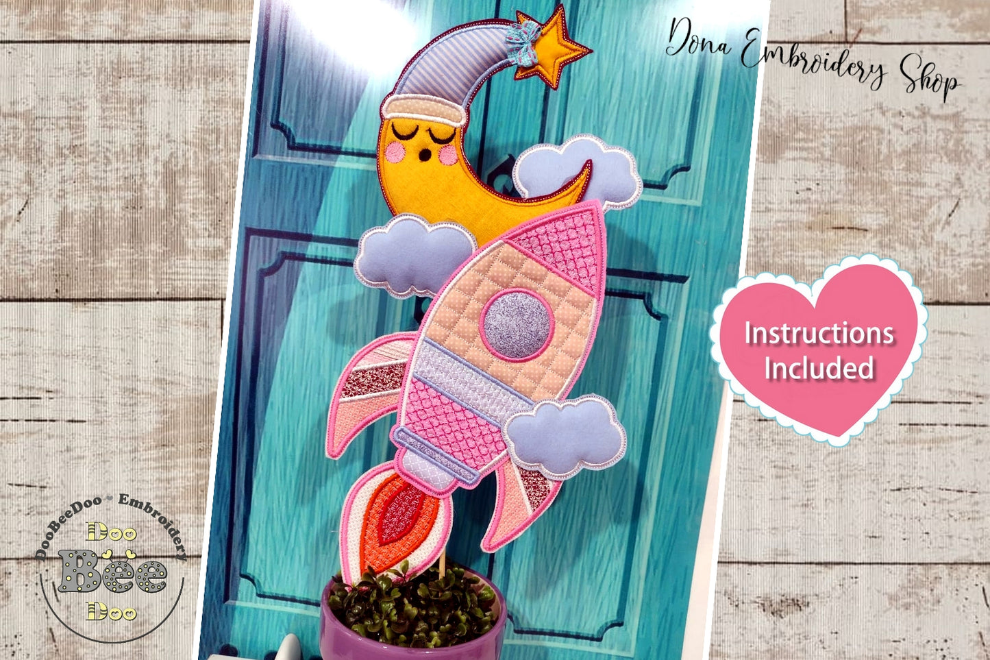 Cute Rocket Ornament - ITH Project - Machine Embroidery Design