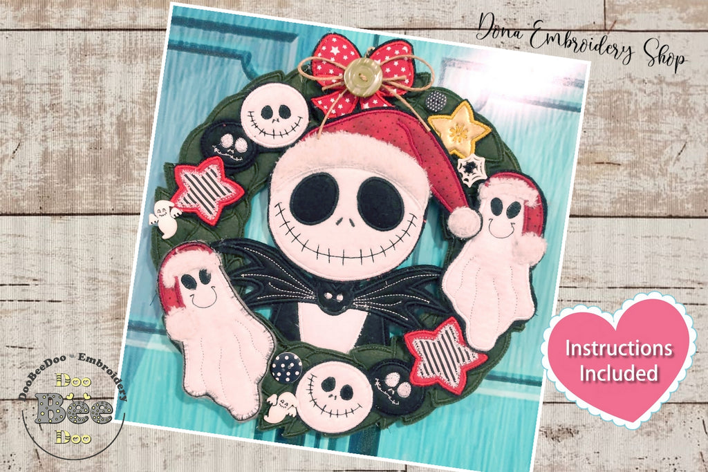 Jack Skellington Christmas Wreath - ITH Project - Machine Embroidery Design