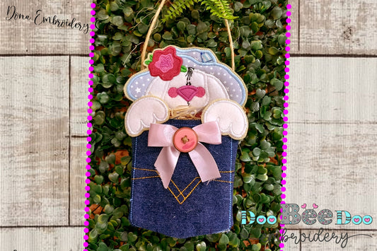 Cute Bunny in the Pocket Ornament - ITH Project - Machine Embroidery Design