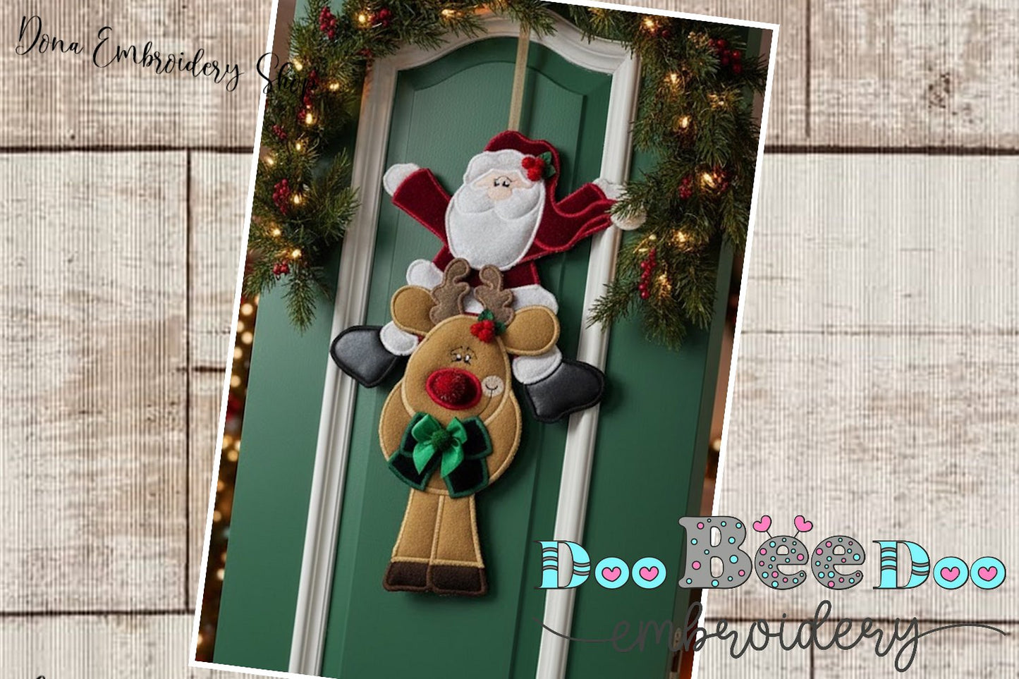 Santa and Reindeer Ornament - ITH Project - Machine Embroidery Design