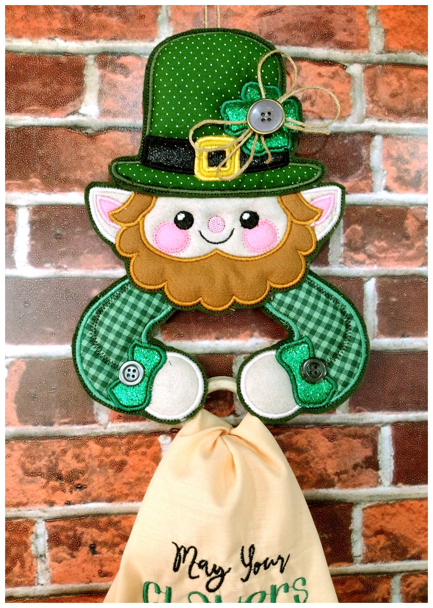 Leprechaun Dish Cloth Hanger - ITH Project - Machine Embroidery Design