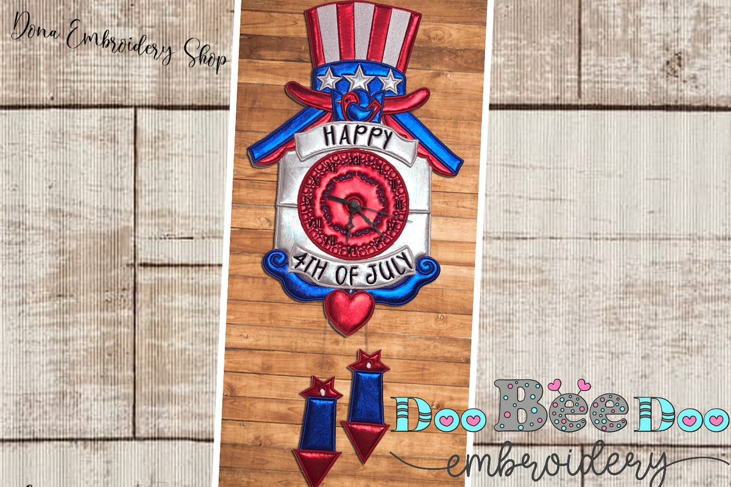 4th of July Cuckoo Clock - ITH Project - Machine Embroidery Design