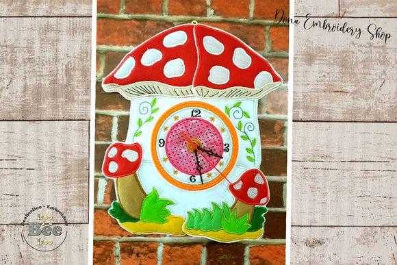 Mushroom Clock - ITH Project - Machine Embroidery Design