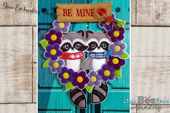 Love Racoon Wreath - ITH Project - Machine Embroidery Design